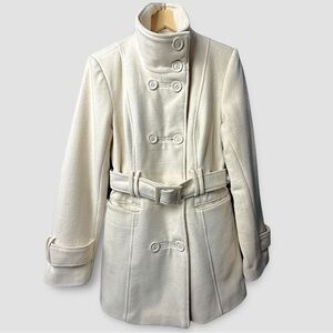 Ricki’s Wool Blend Structured Ivory Peacoat in size Medium